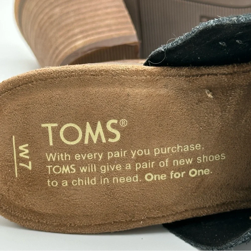 Toms Women Sandals High Heeled Slip On Open Toe Perforated Mules Black S… - Picture 9 of 12